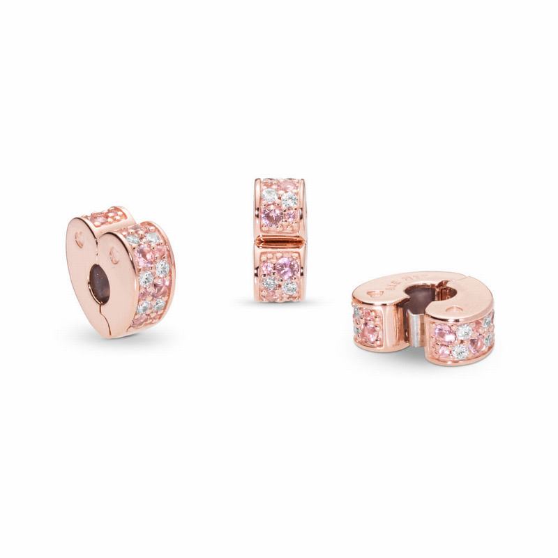 Pandora Rose™ Arcs Of Love Clip Charm Ireland - Pandora Rose/Silicone/Pink/Mixed Stones/Cubic Zircon